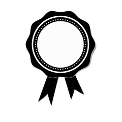 Award badge with ribbons on white background