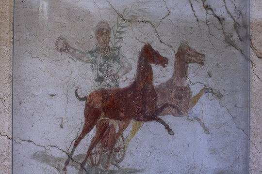 Ostie antique / Peinture de la domus de l'Aurige / Italie