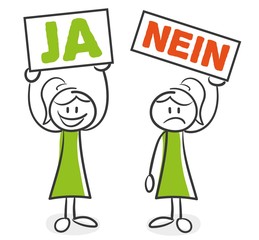 Stick Figure Series Green Woman / Ja Nein
