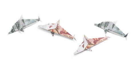 origami Dolphin from banknotes