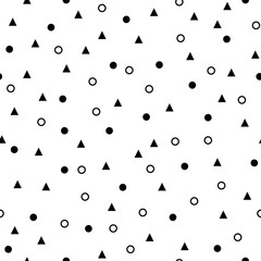 black and white pattern background with tiangles and circles