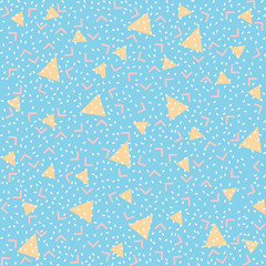 Colorful abstract pattern with yellow triangles and pink angles