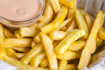 Garlic fries close up