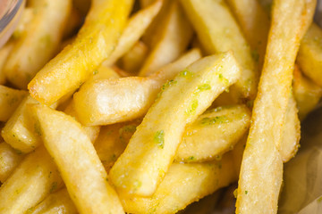 Garlic fries close up