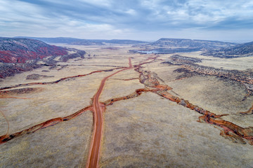 northern Colorado foothills aerial view
