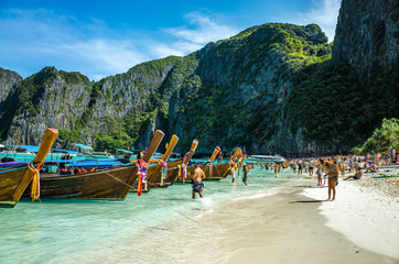 Boats on the beach of Koh Phi Phi, Thailand