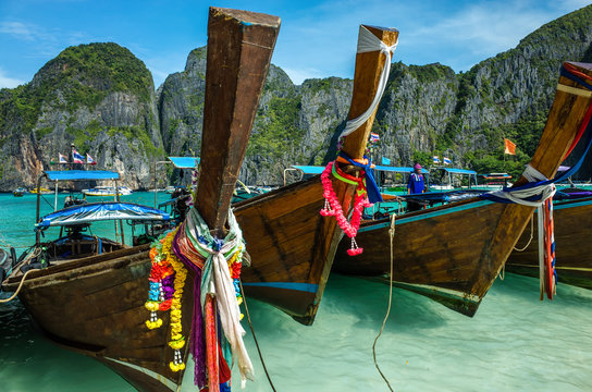 Boats at Phi Phi island in Thailand