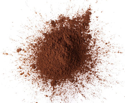 pile cocoa powder isolated on white background
