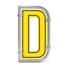 Framed traffic road sign FONT letter D 3D