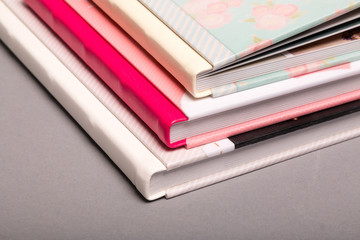 A fragment of a binding of photobooks