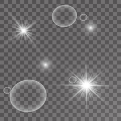 Light glow effect stars bursts with sparkles isolated on transparent background.