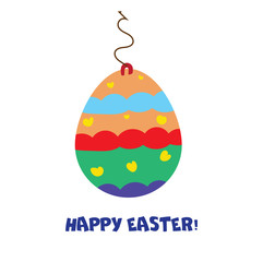 Happy Easter Egg postcard. Colorful flat vector illustration