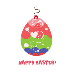 Happy Easter Egg postcard. Colorful flat vector illustration