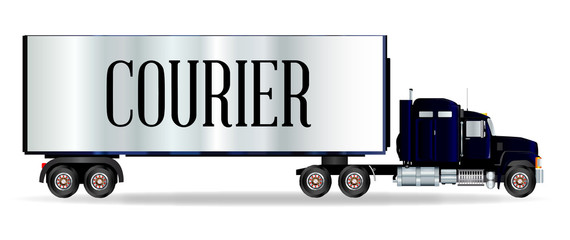 Truck Tractor Unit And Trailer With Courier Inscription
