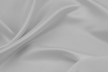 Rippled white silk fabric