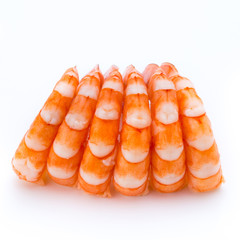 Steamed tiger shrimp isolated on white background.