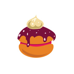 The cake icon on the white background. Flat vector illustration