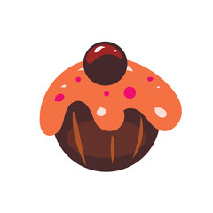 The cake icon on the white background. Flat vector illustration