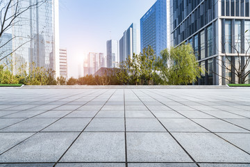 Fototapeta premium Empty floor with modern business office building