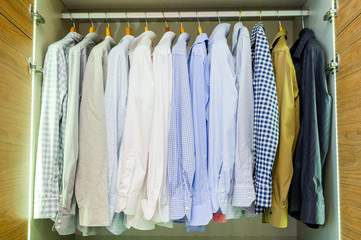 Men's shirts in the closet