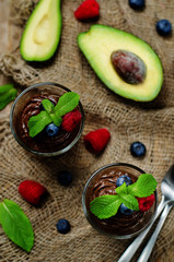 Raw vegan chocolate avocado pudding