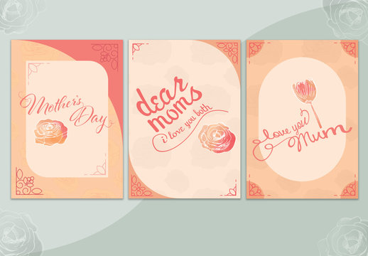 3 Orange Floral Mother's Day Card Layouts 1
