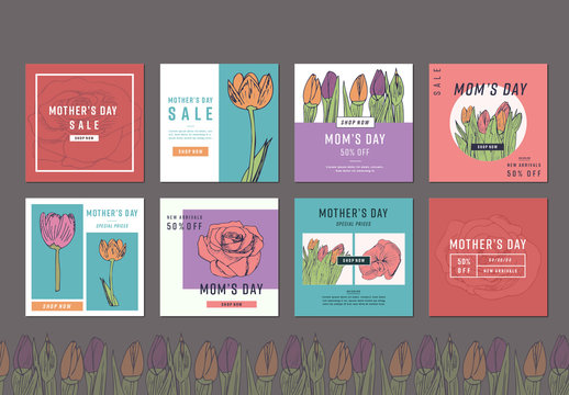 8 Mother's Day Sale Layouts for Social Media