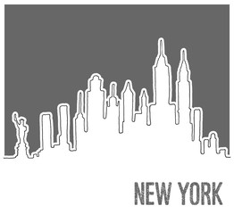 Cute Hand drawn Skyline of New York City, Vector Doodle Style