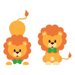 Obraz na płótnie Canvas cute lion set with tie