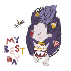 Pretty little hedgehog- hand drawn doodle