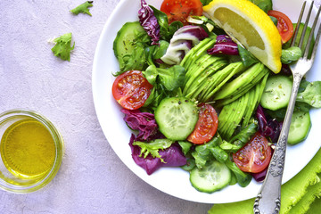 Vitamin diet vegetable salad.Top view.