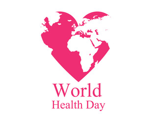 World health day. Continents and heart. Festive banner. Vector illustration