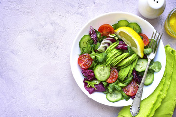 Vitamin diet vegetable salad.Top view.