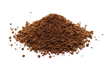 Pile of instant coffee grains isolated on white