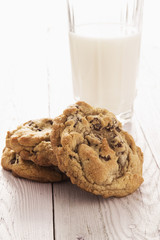 Homemade Chocolate Chip Cookies and Milk