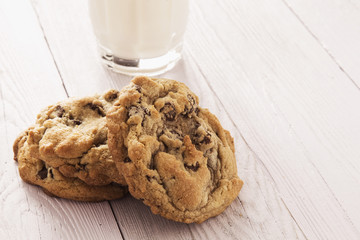 Homemade Chocolate Chip Cookies and Milk