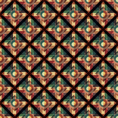Retro seamless pattern with rhombus ornament vintage decoration vector design
