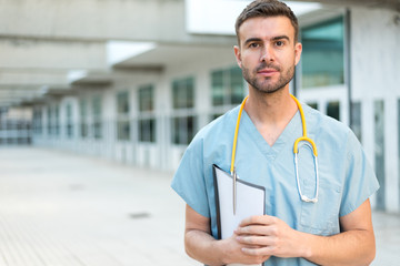 male nurse vet with stethoscope