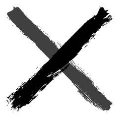 Grayscale criss cross brushstroke delete sign