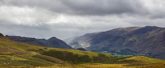 Fototapeta na wymiar Panoramic View of Kenswick's Valley in Lake District, UK