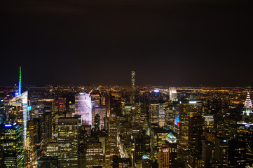 Manhattan, Midtown, Times Square Seen From the Observation Deck of the Empire State Building at Night, USA