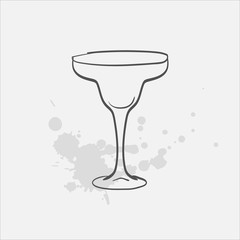 margarita glass welled vector sketch icon