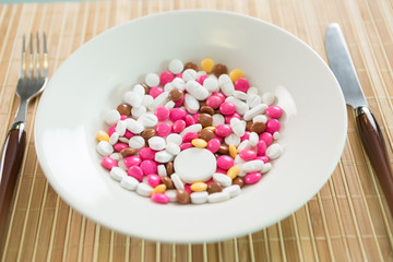 many colored pills