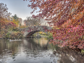Gapstow bridge Central Park, New York City autumn