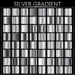 Set of silver gradients.Metallic squares collection,Vector illustration.