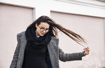 beauty girl on street portrait