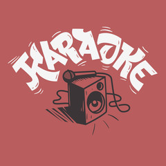 Karaoke Lettering Music Design With A Speaker And A Microphone I