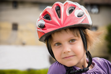 Fototapeta premium Little Girl Wear Sports Helmet