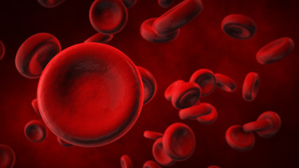 View under a microscope, blood-red blood cells in a living body, 3d illustration.