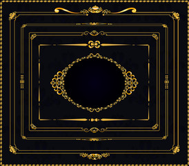 Vector set of gold decorative vintage frame. Baroque style.